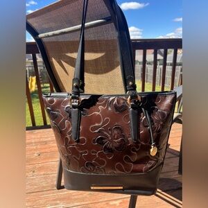 Brahmin Large ASHER TOTE Shoulder Bag in BROWN UMBRIA Dark Brown & Black EUC